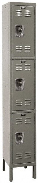 Hallowell URB1288-3A-HG 1-Wide Locker: 12" Wide, 17" Deep, 78" High, Padlock