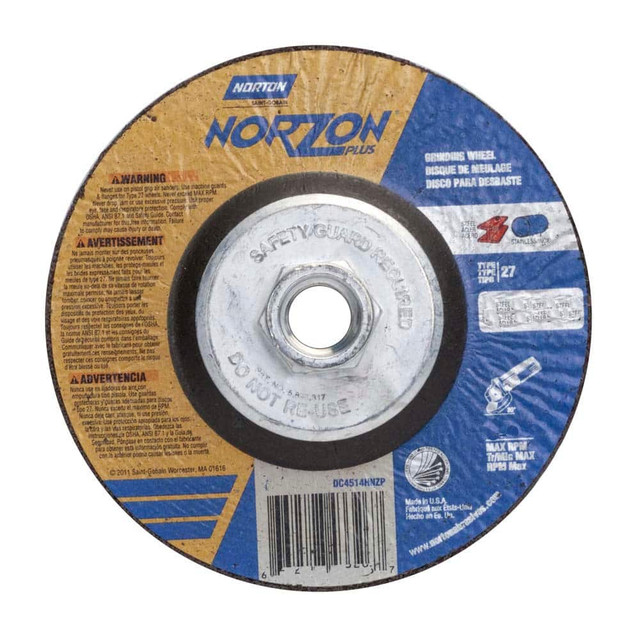 Norton 66252841891 Depressed Grinding Wheel:  Type 27,  6" Dia,  1/8" Thick,  Ceramic Alumina