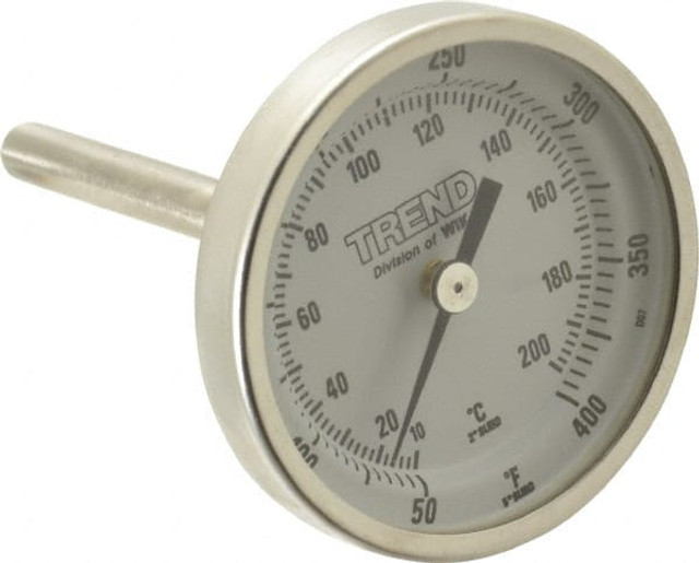 Wika 20025A009G2 Bimetal Dial Thermometer: 50 to 400 ° F, 2-1/2" Stem Length
