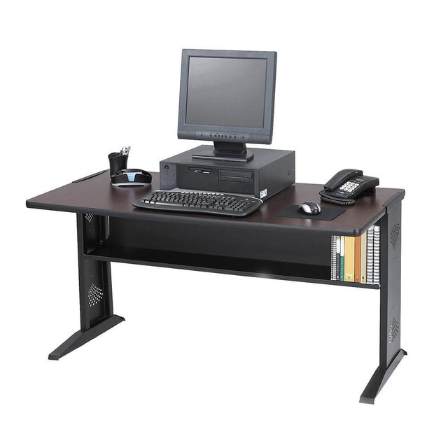 Safco SAF1931 Computer Desk W/ Reversible Top, 47-1/2w x 28d x 30h, Mahogany/Medium Oak/Black