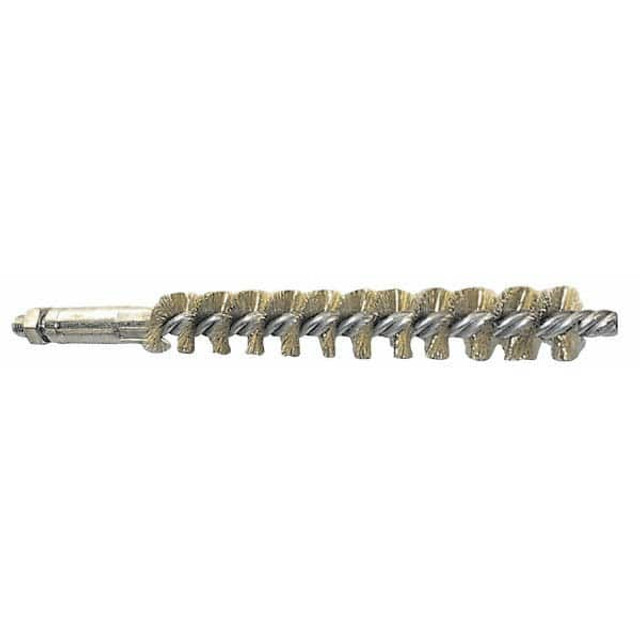 Schaefer Brush 93633 Double Stem/Single Spiral Tube Brush: 1" Dia, 6-1/4" OAL, Brass Bristles