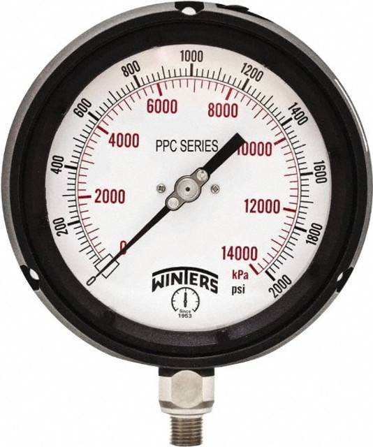 Winters 5052950957SF. Pressure Gauge: 4-1/2" Dial, 1/4" Thread, NPT, Bottom Mount