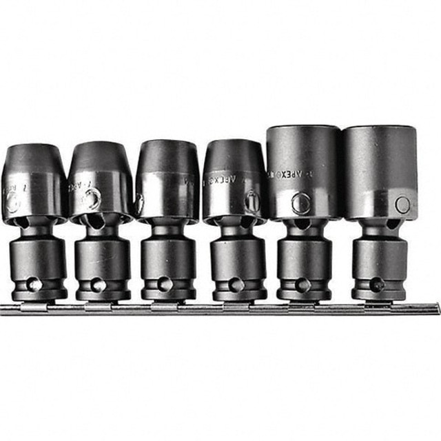 Apex APU56 Socket Adapter & Universal Sets; Type: Universal Joint Set; Adapter Size (Inch): 7/16'', 1/2'', 9/16'', 5/8'', 11/16'', 3/4'' in; Universal Size (Inch): 5/8 in; 3/4 in; 9/16 in; 1/2 in; 11/16 in; 7/16 in; Number Of Pieces: 6; Number of Pie