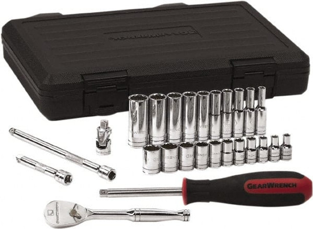 GEARWRENCH 80313 Deep Standard Socket Set: 26 Pc, 1/4" Drive, 5/32 to 9/16" Socket