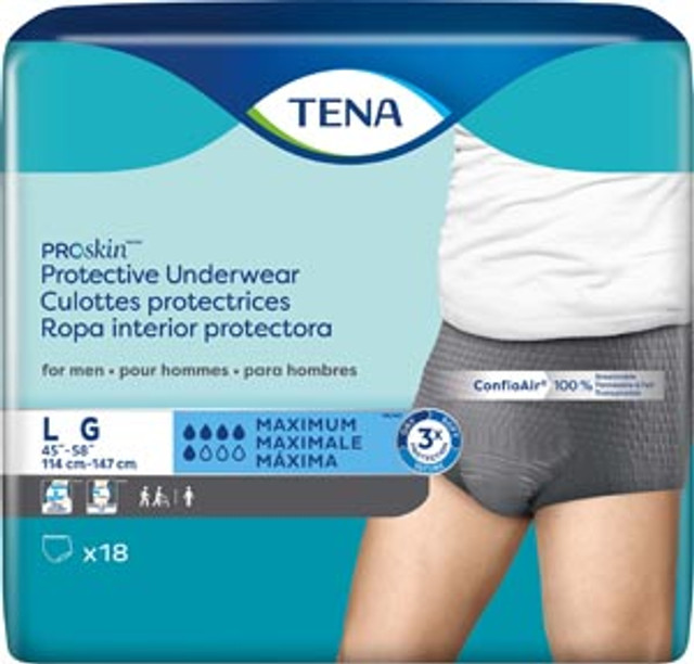 Essity Health & Medical Solutions  73530 Protective Underwear, Men, Large, 45" - 58" Hip Size, Grey, 18/pk, 4 pk/cs (Continental US Only)