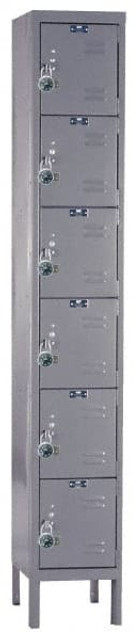 Hallowell URB1288-6A-HG 1-Wide Locker: 12" Wide, 17" Deep, 78" High, Padlock
