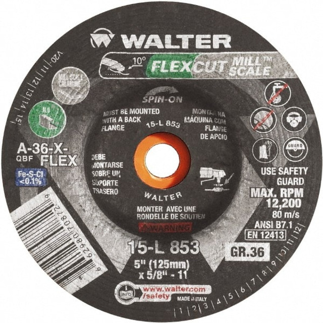 WALTER Surface Technologies 15L873 Depressed Grinding Wheel:  Type 29,  7" Dia,  7/8" Hole,  Aluminum Oxide