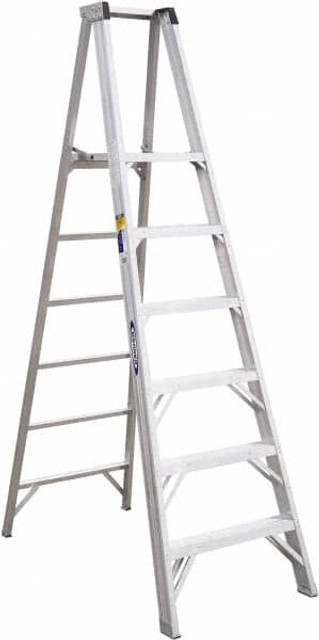 Werner P406 6-Step Aluminum Ladder Platform: 375 lb Capacity, 15" Wide, 12.6" Deep
