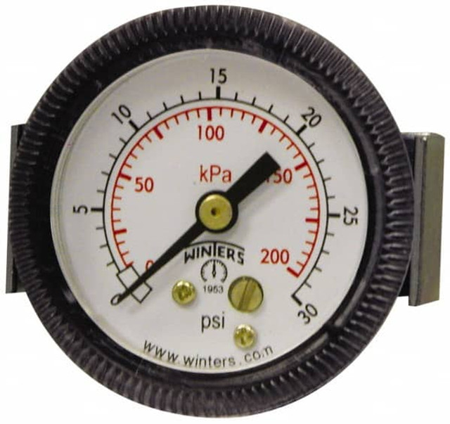 Winters P9U901458UC Pressure Gauge: 3-1/2" Dial, 1/4" Thread, U-Clamp Panel & Center Back Mount