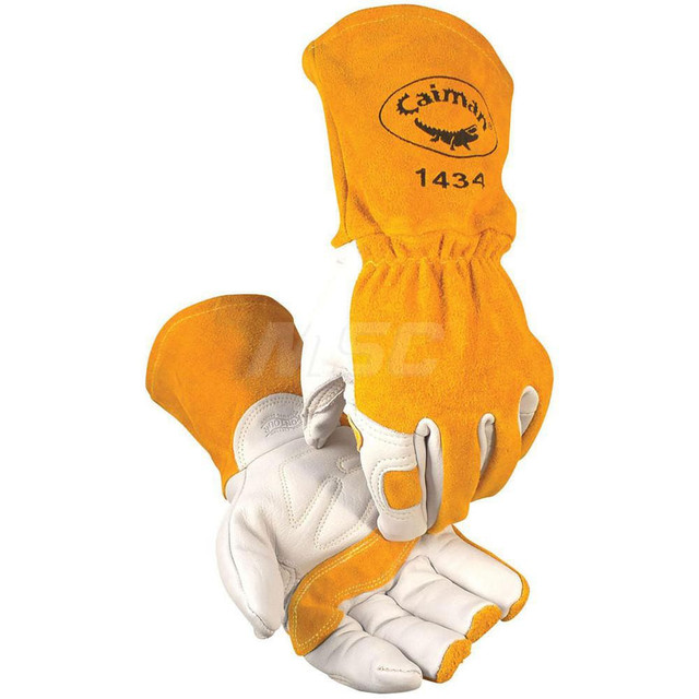 PIP 1434-5 Welding Gloves: Size Large, Uncoated, Grain Cowhide Leather & Split Cowhide Leather, Multi-Task Welding Application