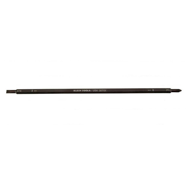 Klein Tools 32713 Slotted Screwdriver Bits; Blade Width (mm): 0.188in ; Drive Size (Inch): 0.25in ; Blade Thickness: 0.5in ; Blade Thickness (Decimal Inch): 0.5in ; Overall Length (Inch): 4.00 ; Insulated: No