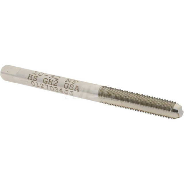 Hertel K008266AS Straight Flute Tap: #10-32 UNF, 2 Flutes, Bottoming, 3B Class of Fit, High Speed Steel, Bright/Uncoated