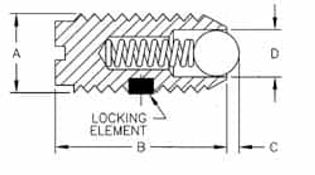 TE-CO 53822 Threaded Ball Plunger: 5-40, 0.062" Ball Dia, 1/4" Body Length, 0.02" Max Ball Reach