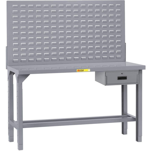 Little Giant. WST1-3672AHLPDR Stationary Work Benches, Tables; Bench Style: Heavy-Duty Use Workbench ; Edge Type: Square ; Leg Style: Adjustable Height ; Depth (Inch): 36 ; Color: Gray ; Maximum Height (Inch): 65