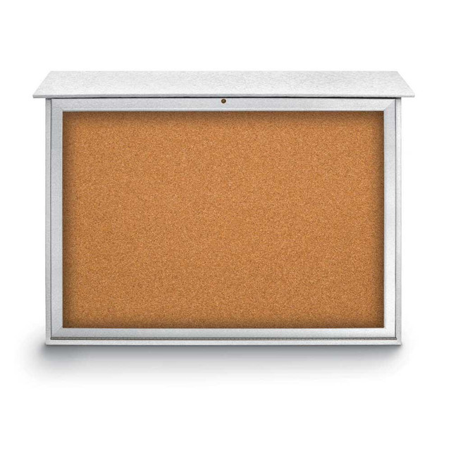 United Visual Products UVSDB5240-WHITE Enclosed Cork Bulletin Board: 52" Wide, 40" High, Cork, Natural Tan