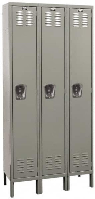 Hallowell U3228-1HG 3-Wide Locker: 12" Wide, 11" Deep, 78" High, Padlock