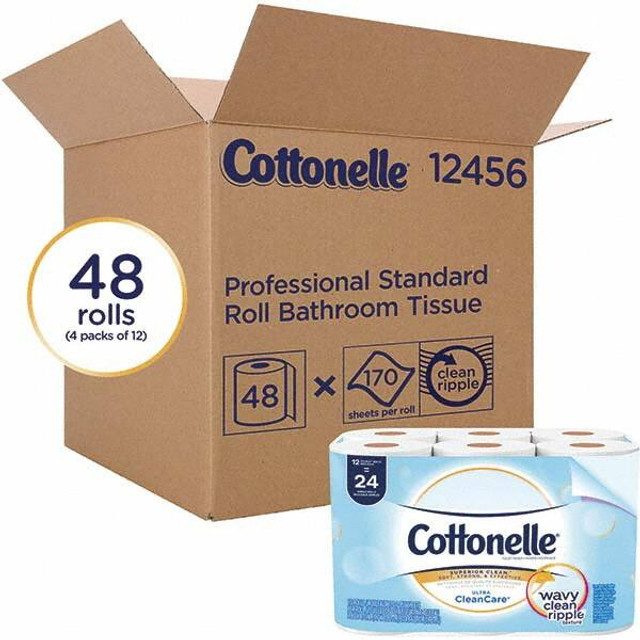 Cottonelle 12456  Bathroom Tissue: Recycled Fiber, 1-Ply, White