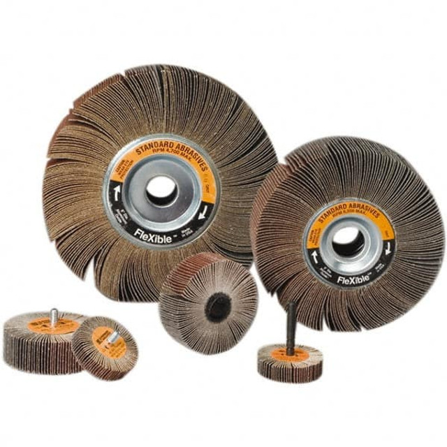 Standard Abrasives 7010331200 Mounted Flap Wheel: 1-1/2" Dia, 1/2" Face Width, 120 Grit, Aluminum Oxide