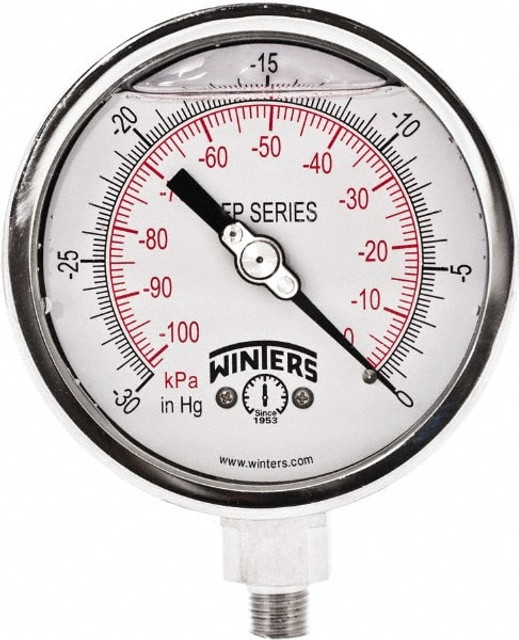 Winters PFP640950957GF. Pressure Gauge: 4" Dial, 1/4" Thread, NPT, Bottom Mount