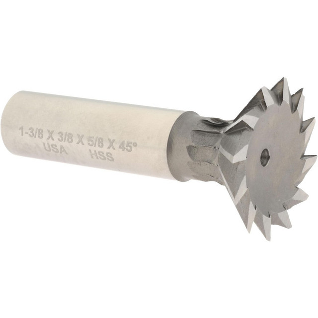 MSC DT137512-45 Dovetail Cutter: 45 °, 1-3/8" Cut Dia, 3/8" Cut Width, High Speed Steel