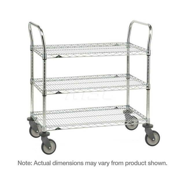 Metro 3SPN43PS Utility Cart: 39" OAH, 304 Stainless Steel, Silver