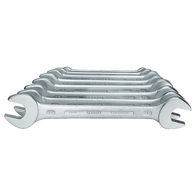 Gedore 6077380 Spanner Wrenches & Sets; Set Type: Double Open-Ended ; Container Type: Loose ; Wrench Material: Vanadium Steel ; Maximum Capacity (Inch): 55/64 ; Number Of Pieces: 8 ; Overall Length (Inch): 4.80; 5.51; 6.18; 6.77; 7.40; 8.07; 8.74; 9.