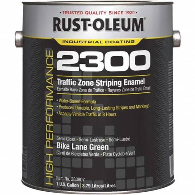 Rust-Oleum 283907 Striping & Marking Paints & Chalks; Product Type: Striping Paint ; Color Family: Green ; Composition: Water Based Acrylic ; Color: Green ; Container Size: 1.00 gal ; VOC Content (g/L): 100 g/L