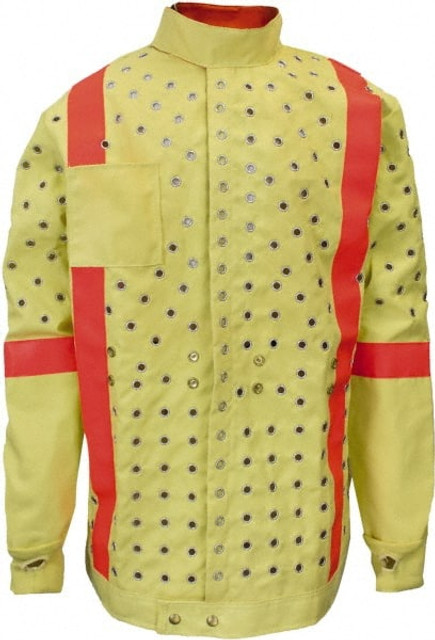 National Safety Apparel C35KV071LG Rain & Chemical Resistant Jacket: Large, Yellow, Kevlar