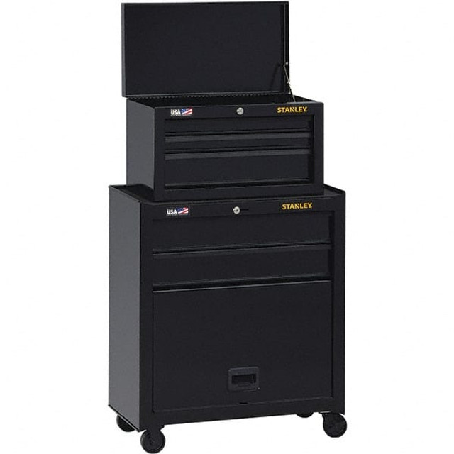 Stanley STST22656BK 5 Drawer, 2 Piece, Black Steel Chest/Roller Cabinet Combo