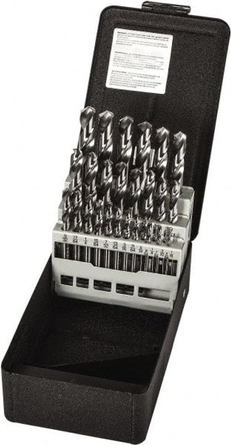 Precision Twist Drill 5995632 Drill Bit Set: Screw Machine Length Drill Bits, 29 Pc, 135 °, High Speed Steel