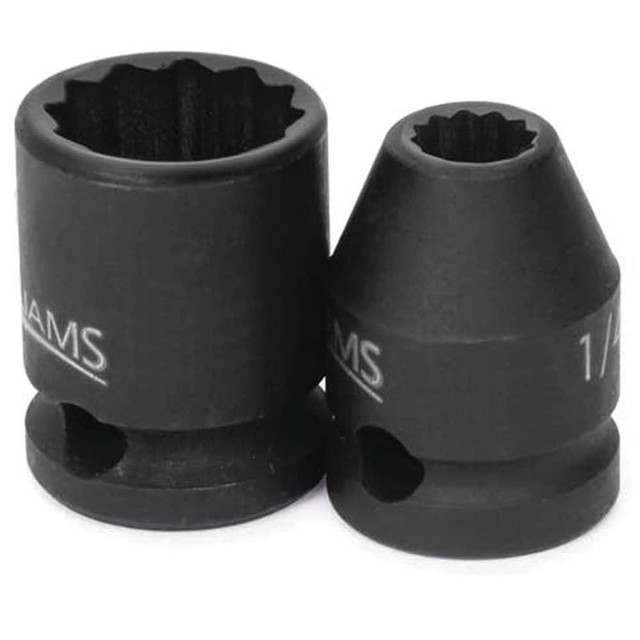 Williams JHW35318 Impact Sockets; Socket Size (Decimal Inch): 0.5625 ; Number Of Points: 12 ; Drive Style: Square ; Overall Length (mm): 28.57mm ; Material: Steel ; Finish: Black Oxide