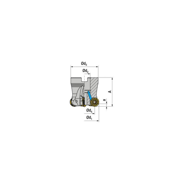 Ceratizit 50689152 Indexable Copy Face Mill: 52 mm Max Cut Dia, 22 mm Arbor Hole