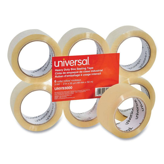 UNIVERSAL UNV93000 Pack of (6) Rolls 2" x 55 Yd Clear Box Sealing & Label Protection Tape