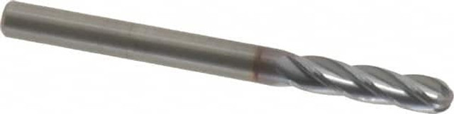 OSG 404-1250-BN08 Ball End Mill: 0.125" Dia, 0.5" LOC, 4 Flute, Solid Carbide