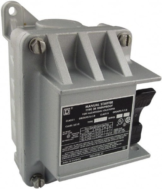 Square D 2510FR2 2 Poles, 16 Amp, NEMA, Enclosed Toggle Manual Motor Starter