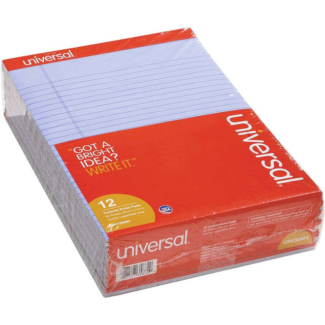 UNIVERSAL UNV35884 Writing Pad: 50 Sheets, Legal Ruled, Purple Paper, Perforated Binding