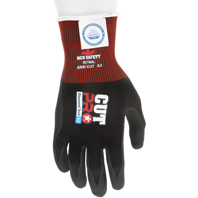 MCR Safety 90780XL Cut-Resistant Gloves: Size XL, ANSI Cut A2, Nitrile, Dyneema