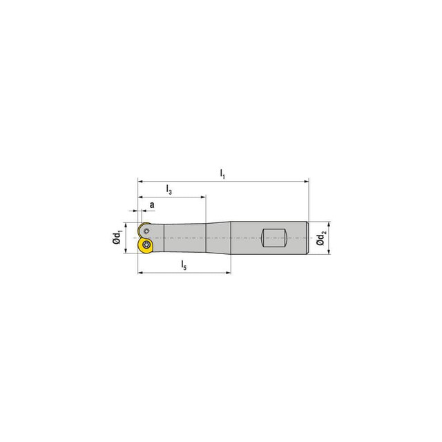 Ceratizit 56443204 Indexable Ball Nose End Mill: 20 mm Cut Dia, Solid Carbide, 157 mm OAL