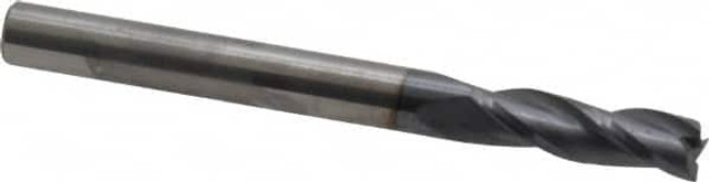 SGS 30822 Square End Mill: 3/16'' Dia, 5/8'' LOC, 3/16'' Shank Dia, 2'' OAL, 3 Flutes, Solid Carbide