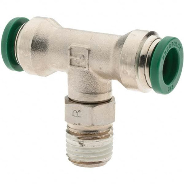 Parker 12558 Push-To-Connect Tube to Male & Tube to Male NPT Tube Fitting: Swivel Male Branch Tee, 1/4" Thread, 3/8" OD