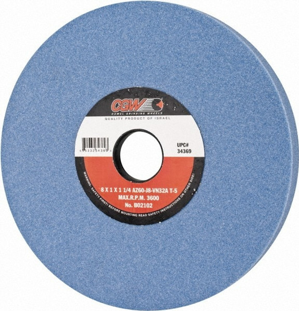 CGW Abrasives 34369 Surface Grinding Wheel: 8" Dia, 1" Thick, 1-1/4" Hole, 60 Grit, J Hardness