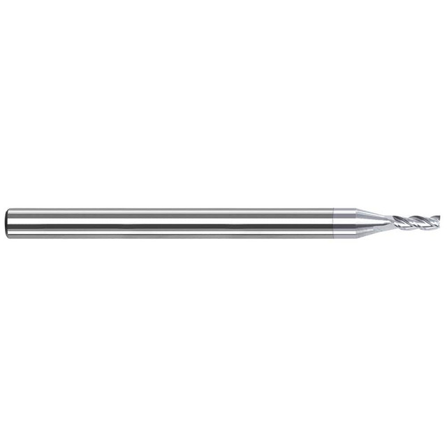 Harvey Tool 923100-C8 Square End Mill: 0.1'' Dia, 1/2'' LOC, 1/8'' Shank Dia, 2-1/2'' OAL, 3 Flutes, Solid Carbide