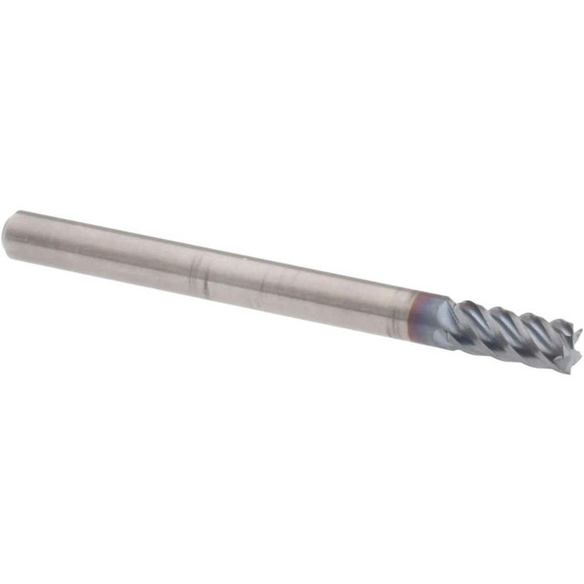Accupro 545S1250C4 Square End Mill: 1/8'' Dia, 1/4'' LOC, 1/8'' Shank Dia, 1-1/2'' OAL, 5 Flutes, Solid Carbide