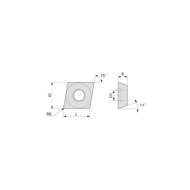 Tungaloy 6737278 Turning Insert: EPGT52VFL-W08 SH725, Solid Carbide