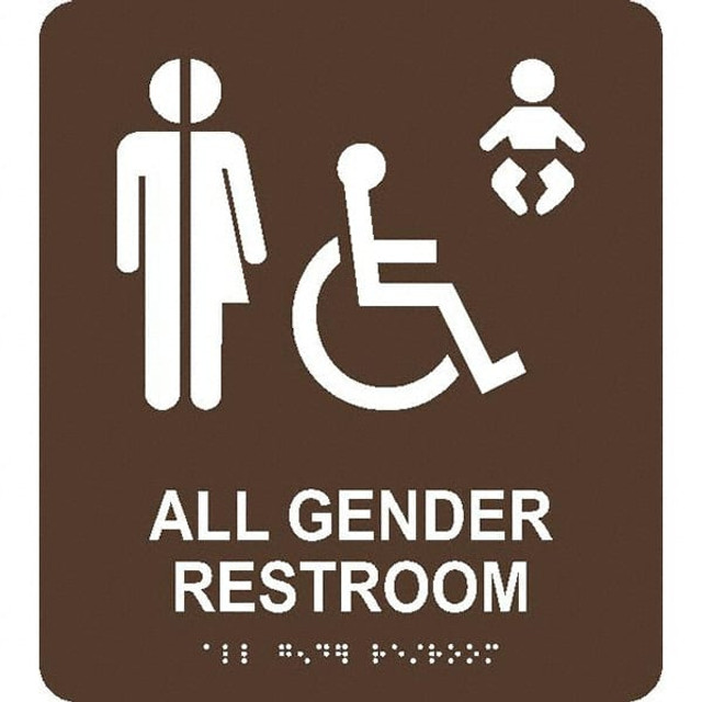 AccuformNMC ADA23BR Architectural Signs; Type: ADA Traffic & Parking Sign; ADA Braille ; Family: Traffic & Parking Sign ; Sign Type: ADA Traffic & Parking Sign ; Legend: ALL GENDER RESTROOM ; Message or Graphic: Message & Graphic ; Material: Plastic