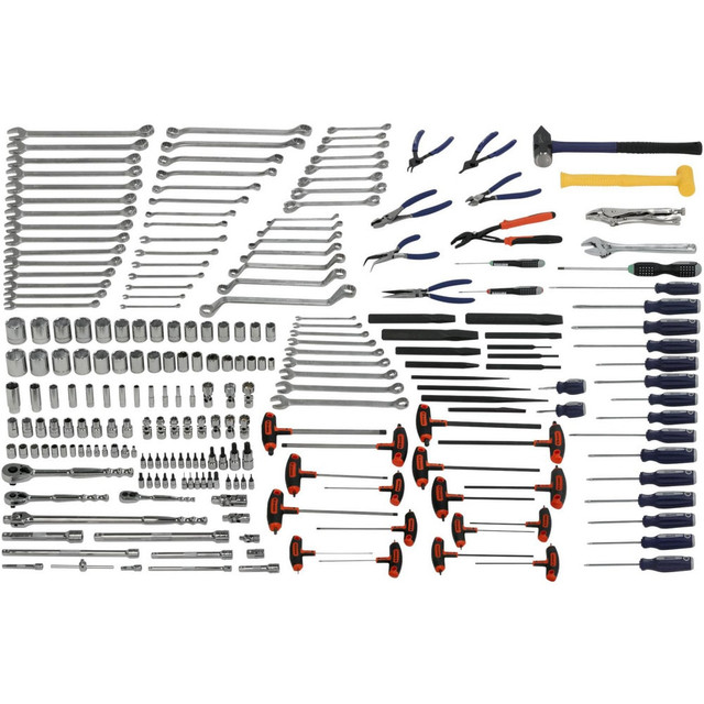 Williams JHWTMNT Combination Hand Tool Sets; Set Type: MECHANICAL MAINTENANCE ; Number Of Pieces: 250 ; Measurement Type: SAE; Metric ; Drive Size: 1/4, 3/8, 1/2 ; Tool Finish: Chrome ; Container Type: None