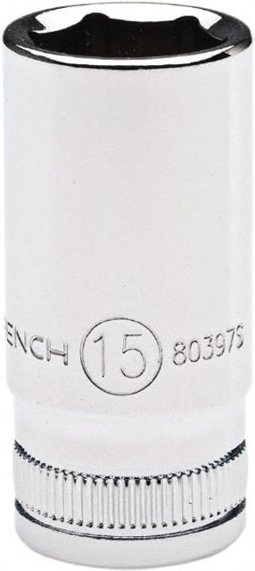 GEARWRENCH 80397S-06 Hand Socket: 3/8" Drive, 15 mm Socket, 6-Point