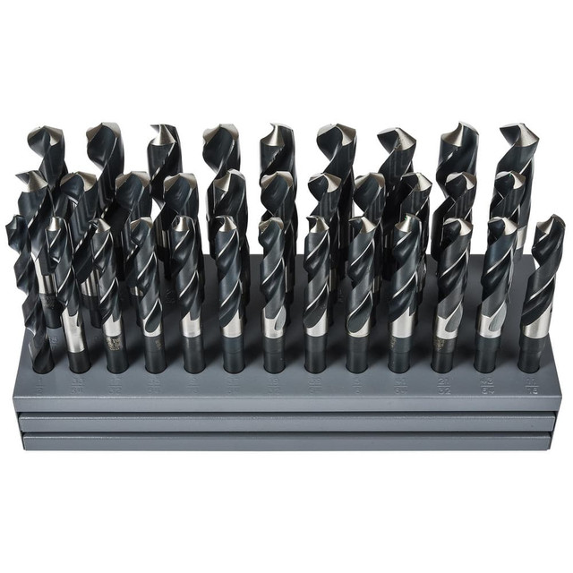 Precision Twist Drill 5995647 Drill Bit Set: Reduced Shank Drill Bits, 33 Pc, 1" Drill Bit Size, 118 °, High Speed Steel