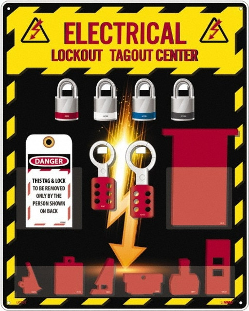 AccuformNMC LOTO5 Electrical Lockout Station: Equipped, 4 Max Locks, Plexiglass Station