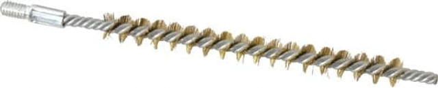 Schaefer Brush 93602 Double Stem/Single Spiral Tube Brush: 1/4" Dia, 4-1/2" OAL, Brass Bristles